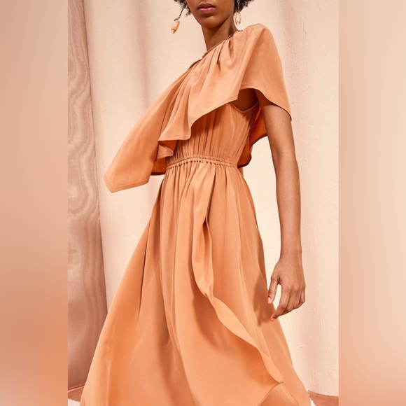 ULLA JOHNSON Tahlia Dress in Chestnut 100% Silk $780 orig NWT! - Picture 2 of 12